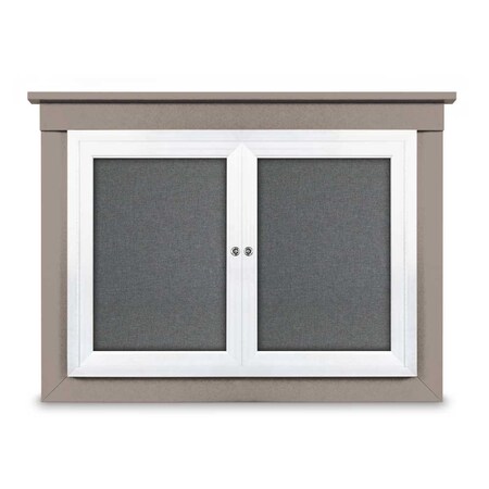 United Visual Products 36"x36" 1-Door Enclosed Letterboard, Blue Vinyl/Lt Oak UV2623O-LTOAK-BARBLU